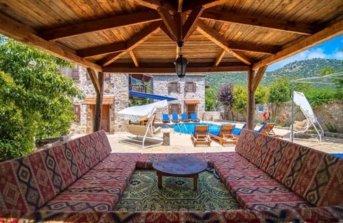 Kayakoy Villa | Central Kayaköy Twin Stone Villa – Private Pool, Large Garden & Outdoor Jacuzzi