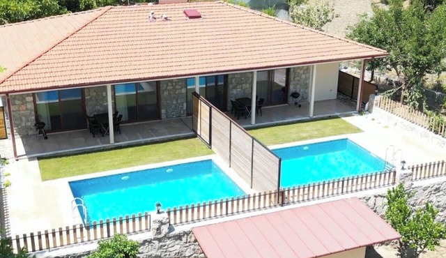 Fabulous 2-Bedroom&Bathroom New Stone Villa With Private Pool&AC in Dalaman in Karacaağaç